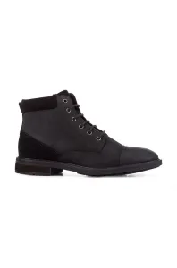 Kožené topánky Geox Viggiano pánske, čierna farba #8721424