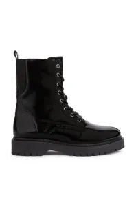 Kožené členkové topánky Geox Bleyze dámske, čierna farba, na platforme, #8834119