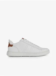 White Mens Leather Sneakers Geox Levico - Men #599514
