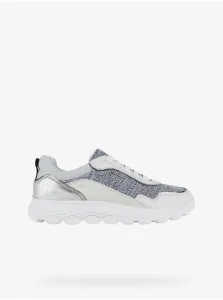 Geox Spherica Grey-White Womens Leather Sneakers - Womens #663025