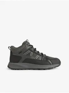 Dark Grey Mens Leather Ankle Boots Geox Terrestre - Men #422253