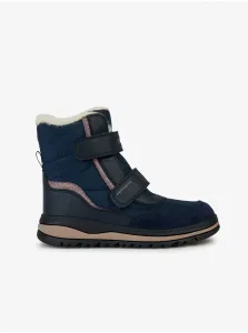 Black and Blue Girls' Ankle Snow Boots with Suede Details Geox Adel - Girls #7969862