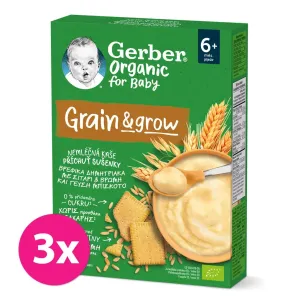 3x GERBER Organic Kaša nemliečna s príchuťou sušienky 200 g​ #7351236