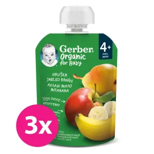 3x GERBER Organic Kapsička hruška, jablko a banán 90 g​ #7503766