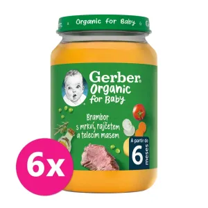 6x GERBER Organic detský príkrm zelenina s teľacím mäsom 190 g #7503771