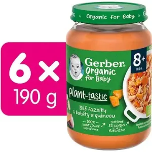 GERBER Organic 100 % rastlinný príkrm biele fazuľky so sladkým zemiakom a quinoou 6× 190 g