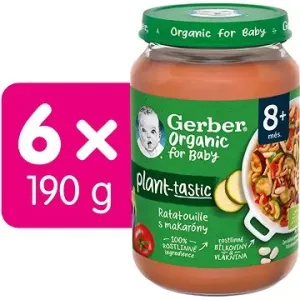 GERBER Organic 100 % rastlinný príkrm ratatouille s makarónmi 6× 190 g