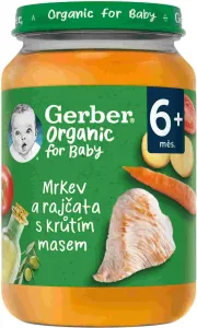 GERBER Organic detský príkrm mrkva a paradajky s morčacím mäsom 190 g