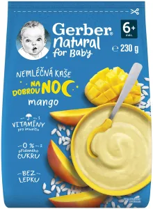 Gerber Natural Nemliečna KAŠA Dobrú noc Mango ((od ukonč. 6. mesiaca) 1x230 g)
