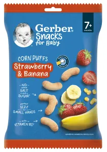 GERBER Snacks kukuričné chrumky jahoda a banán 28 g, 7+