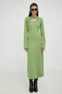 Šaty Gestuz zelená farba, midi, rovný strih #8721859