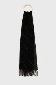 Vlnený šál Gestuz čierna farba, vzorovaný