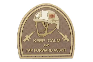 GFC Tactical nášivka Keep Calm and Tap Forward Assist, coyote 5 x 5cm