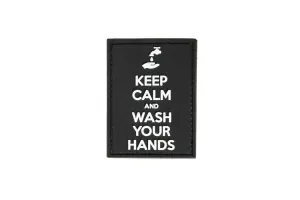 GFC Tactical nášivka Keep Calm and Wash Your Hands Patch, čierna, 7,5 x 5,5cm