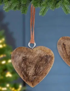 Gilde Dřevěná závěsná dekorace Srdce, 11 cm