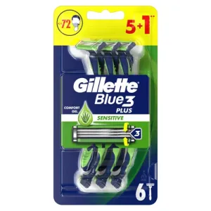 Gillette Blue3 plus sensitive, jednorazové holiace žiletky pre mužov 6 ks