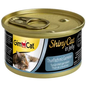 Výhodné balenie GimCat ShinyCat Jelly 24 x 70 g - tuniak a krevety