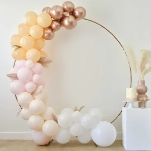 SADA balónikov a doplnkov pre balónikovú dekoráciu broskyňová/rose gold/biela 81ks