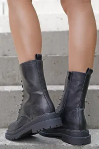 Čierne šnurovacie členkové topánky Evona #7422701