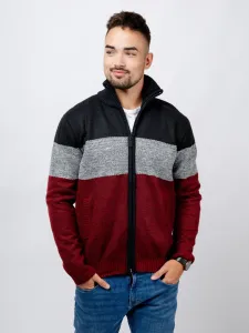 Man Zipper Sweater GLANO - black/burgundy