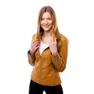 Women's leatherette jacket GLANO - brown