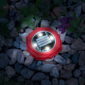 LED zapichovacia solárna lampa - červená - studená biela LED - 11,5 x 2,3 cm