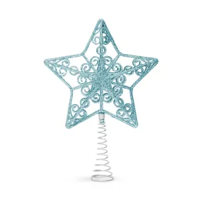 Ozdoba na špic vianočného stromu - hviezda - 20 x 15 cm - svetlomodrá