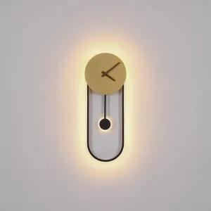 Nástenné LED svetlo Sussy s hodinami, čierna/zlatá