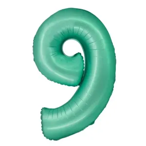 Balónik fóliový číslica 9 matná mint 76 cm