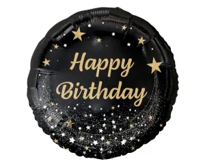 Godan Fóliový balón čierno/zlatý - Happy birthday