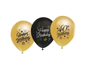 Godan Latexové balóniky  číslo 40 - čierno zlaté 5 ks