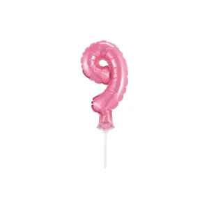 BC-5RO9 Godan Fóliový balón na paličke - Ružové číslo - 13cm 9