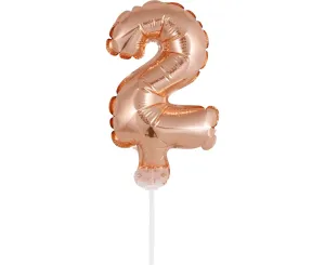Balónik s číslicami - 2 - PINK GOLD - ROSE GOLD 12,5 cm s držiakom - GoDan
