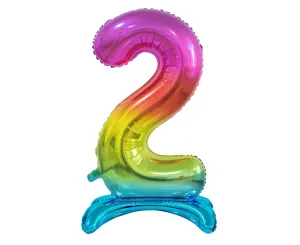 Balón fóliový číslice dúhové na podstavci , 74 cm – 2