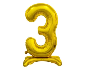 Balónik fóliový číslica zlatá na podstavci, 74 cm – 3