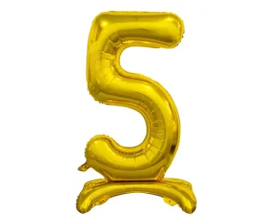 Balónik fóliový číslica zlatá na podstavci, 74 cm – 5
