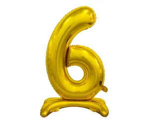Balónik fóliový číslica zlatá na podstavci, 74 cm – 6