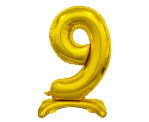 Balónik fóliový číslica zlatá na podstavci, 74 cm – 9
