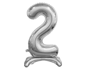 Balónik fóliový číslica strieborná na podstavci, 74 cm – 2