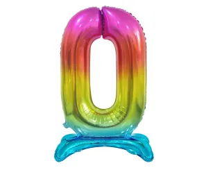 Balónik fóliový číslica dúhová na podstavci, 74 cm – 0
