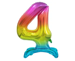 Balónik fóliový číslica dúhová na podstavci, 74 cm – 4
