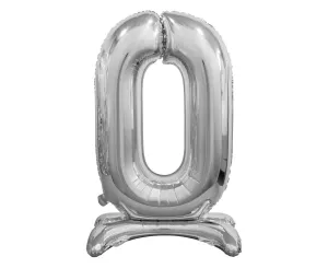 Balónik fóliový číslica strieborná na podstavci –  74 cm – 0