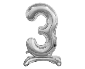 Balónik fóliový číslica strieborná na podstavci, 74 cm – 3