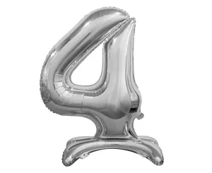 Balónik fóliový číslica strieborná na podstavci, 74 cm – 4