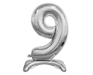 Balónik fóliový číslica strieborná na podstavci, 74 cm – 9
