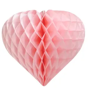 DEKORÁCIA závesná Srdce voštinové svetlo ružové 26cm