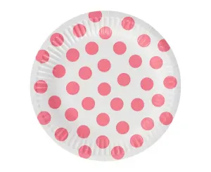 Godan Papierové taniere - Biele s ružovými bodkami 18 cm 6 ks