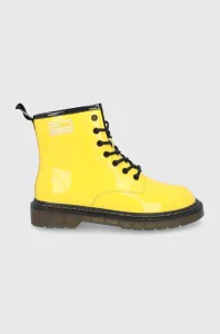 Kožené členkové topánky GOE dámske, žltá farba, na plochom podpätku, zateplené #8541943