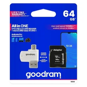 GOODRAM 21083
Pamäťová karta GOODRAM microSDHC 64GB UHS-I + adaptér + OTG čítačka