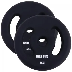Gorilla Sports Sada záťažových kotúčov 2 x 5 kg, čierna